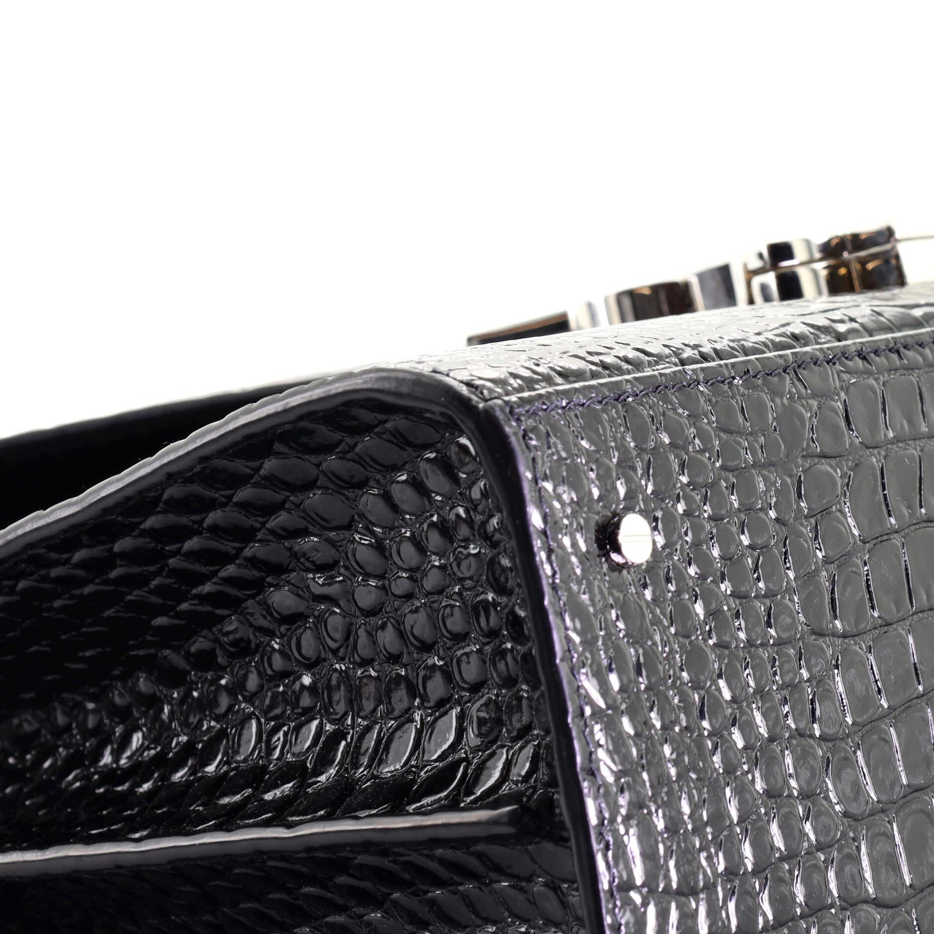 Saint Laurent Cassandra Top Handle Bag Crocodile Embossed Leather Medium 1