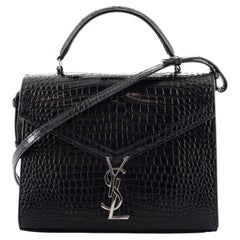 Saint Laurent Cassandra Top Handle Bag Crocodile Embossed Leather Medium