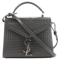 Saint Laurent Cassandra Top Handle Bag Crocodile Embossed Leather Mini