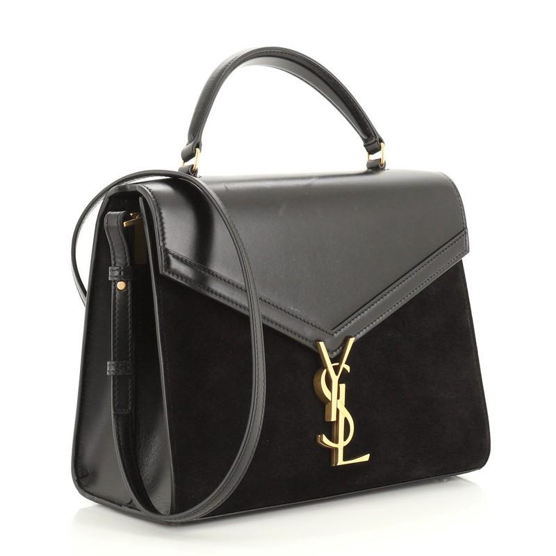 Cassandra medium top handle bag in smooth leather and suede discount