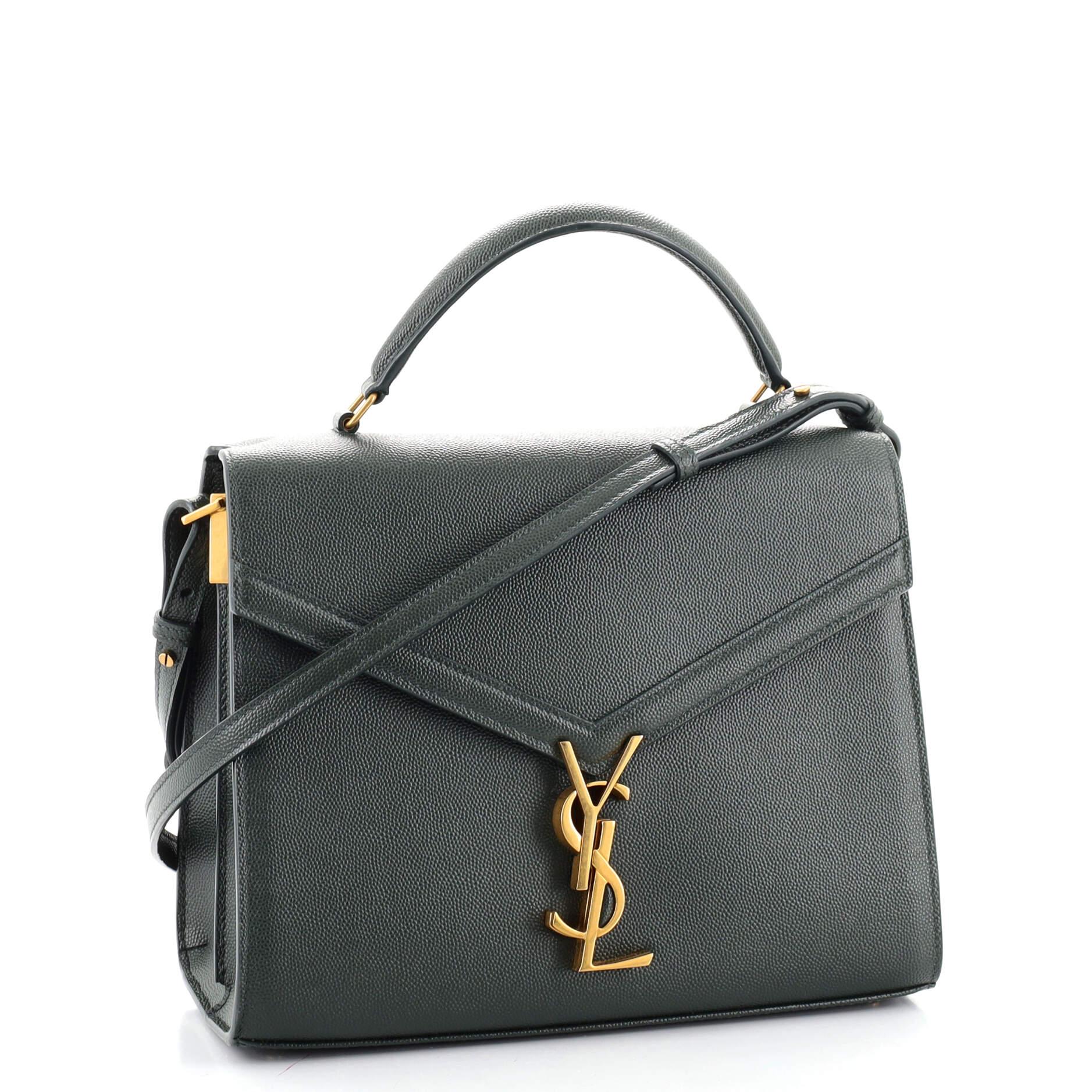 cassandra medium top handle bag in grain de poudre embossed leather