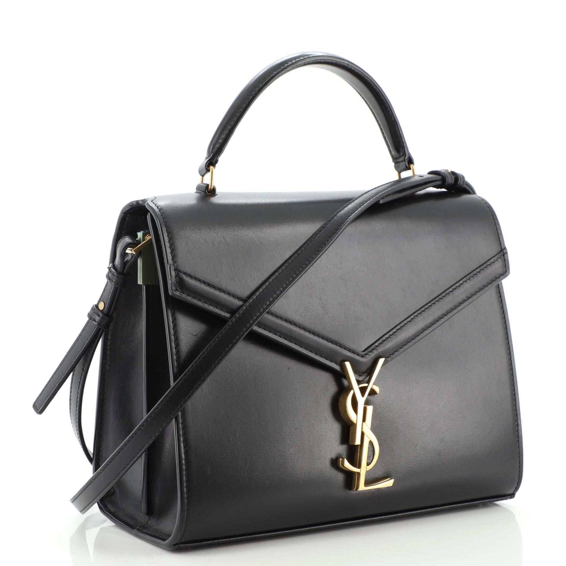 Saint Laurent Cassandra Top Handle Tasche aus Leder Medium (Schwarz)