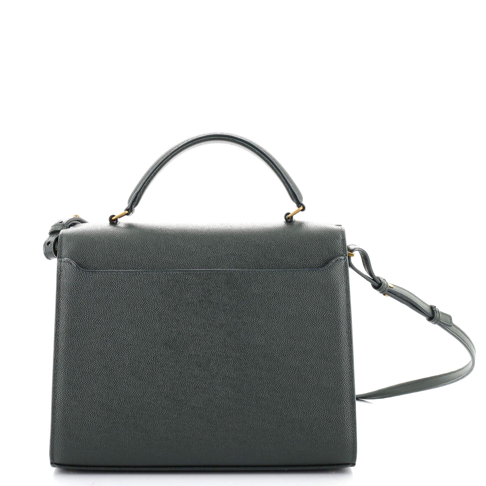 Black Saint Laurent Cassandra Top Handle Bag Leather Medium