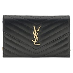Saint Laurent Cassandre Mini Crossbody Bag — Black