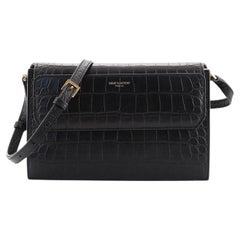Saint Laurent Catherine Crossbody Bag Crocodile Embossed Leather