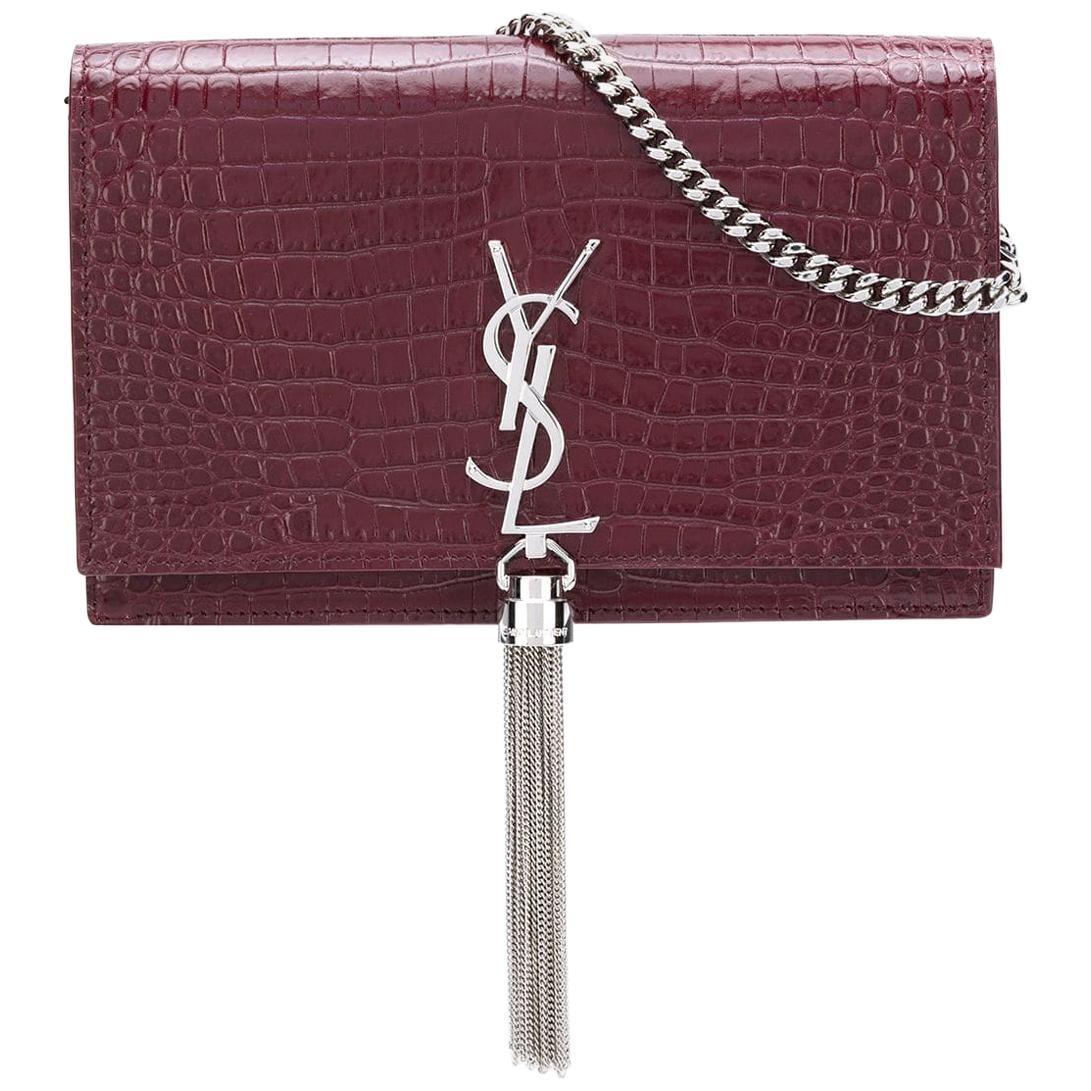 YSL YVES SAINT LAURENT Kate Small Chain Bag w/ Tassel in Crocodile