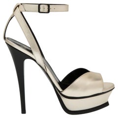 Saint Laurent Champagner Gold Leder Tribute 105 Stiletto Heel Sandale Größe 40