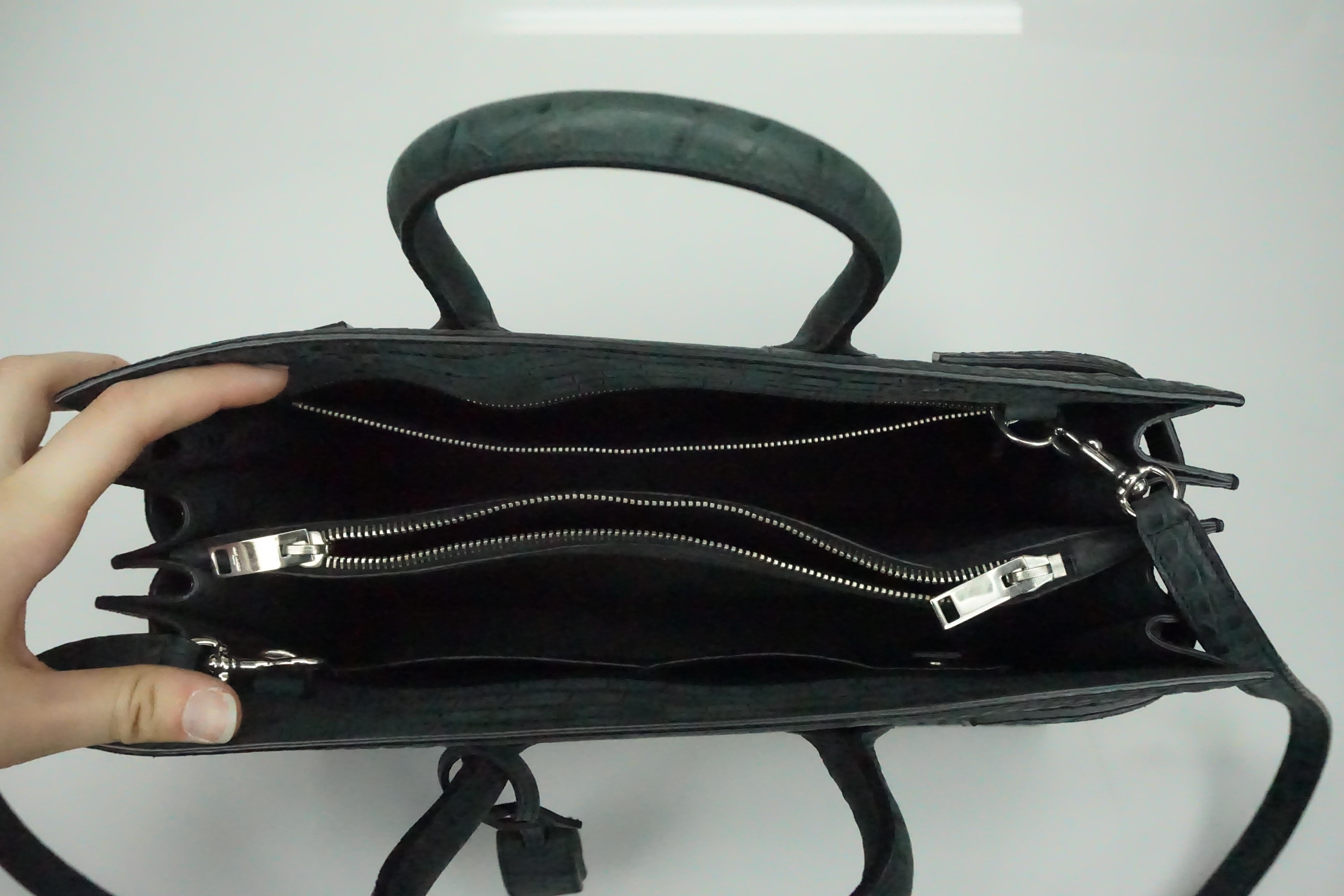 Women's or Men's Saint Laurent Charcoal Sac De Jour Small Croc Embossed Tote Bag