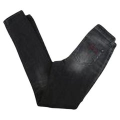 Saint Laurent Charcoal-Wash Denim J T'aime Embroidered Skinny Jeans