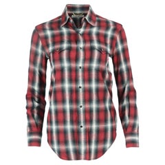 Saint Laurent Checked Cotton Blend Flannel Shirt Xsmall