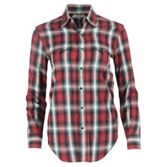 Saint Laurent Checked Cotton Blend Flannel Shirt Xsmall