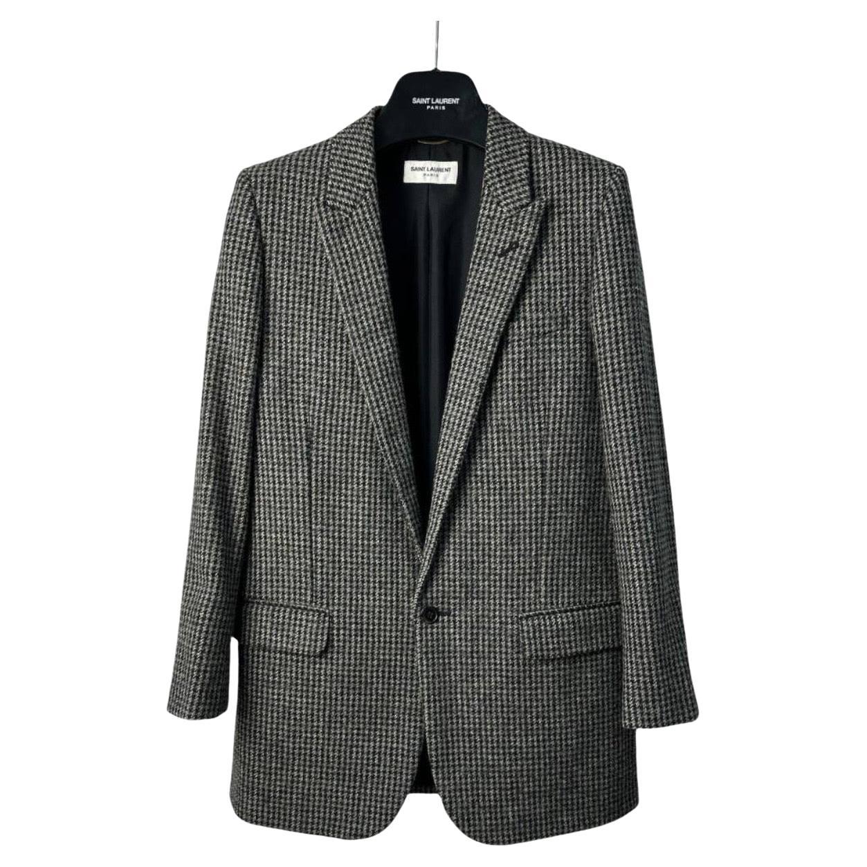 Saint Laurent Blazer de lana a cuadros S.36 en venta