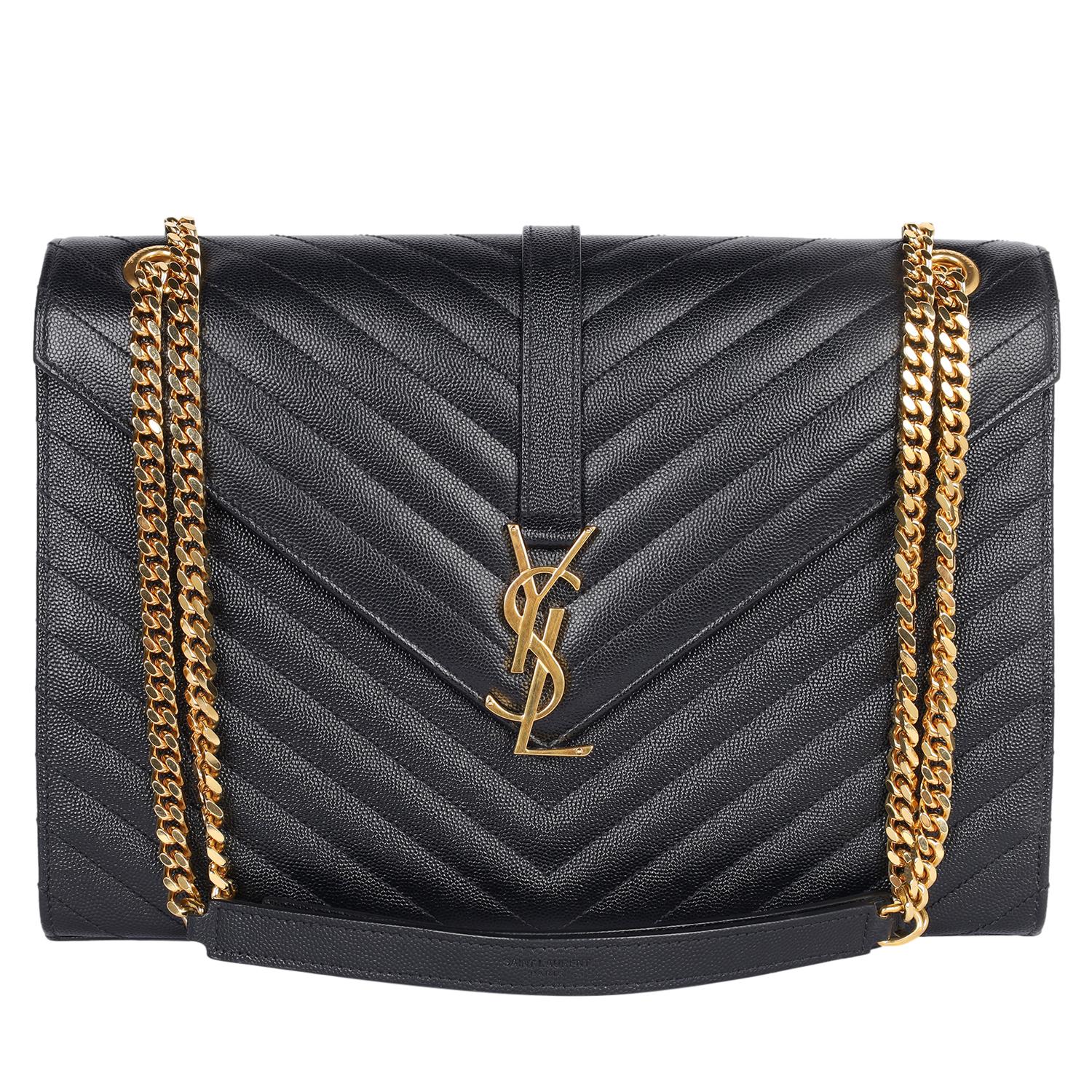 SAINT LAURENT Busta Chevron Grande Nero In condizioni ottime in vendita a Salt Lake Cty, UT