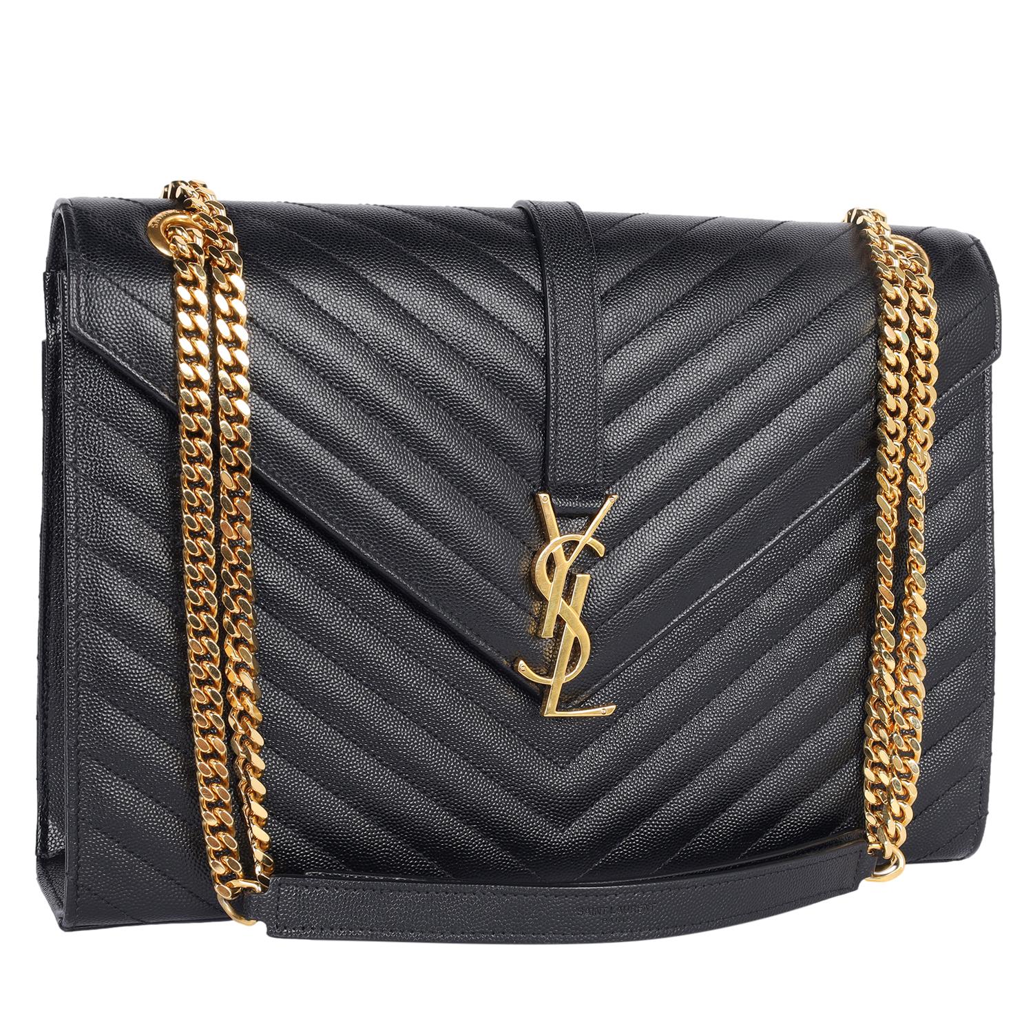 Donna SAINT LAURENT Busta Chevron Grande Nero in vendita