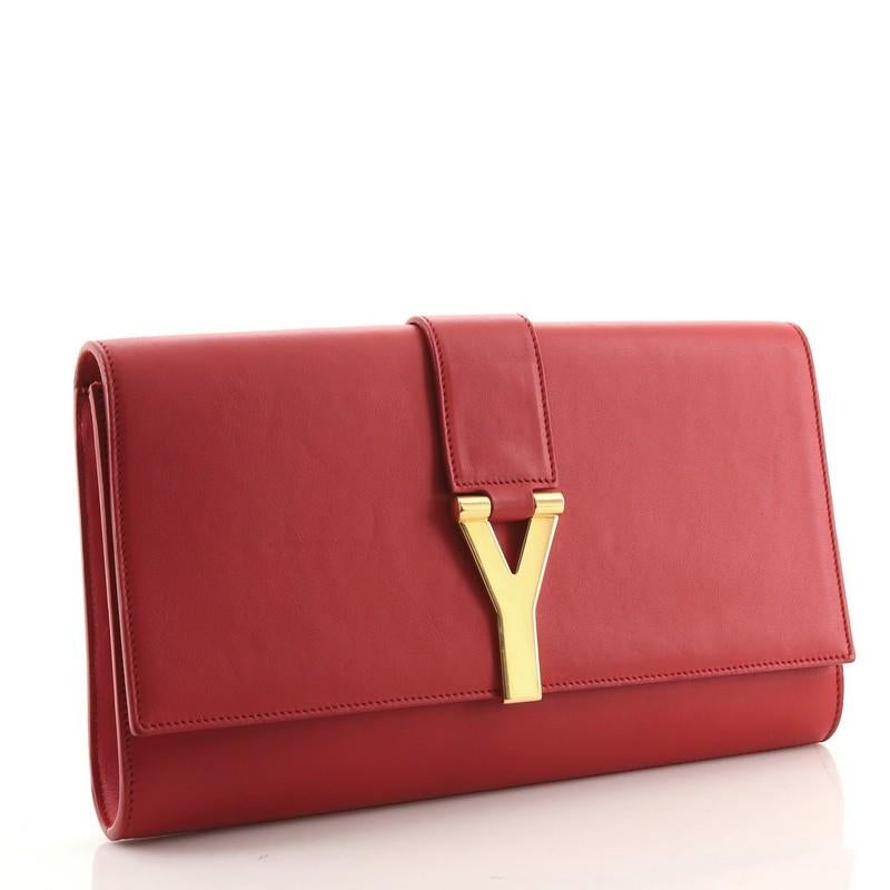 Red Saint Laurent Chyc Clutch Leather