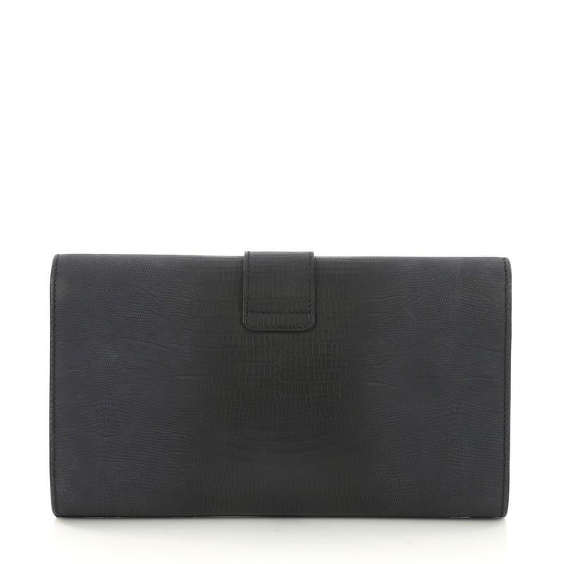 Saint Laurent Chyc Clutch Lizard Embossed Leather In Good Condition In NY, NY