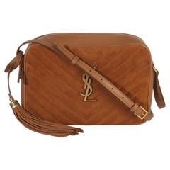 Saint Laurent Cinnamon Suede Matelasse Monogram Lou Camera