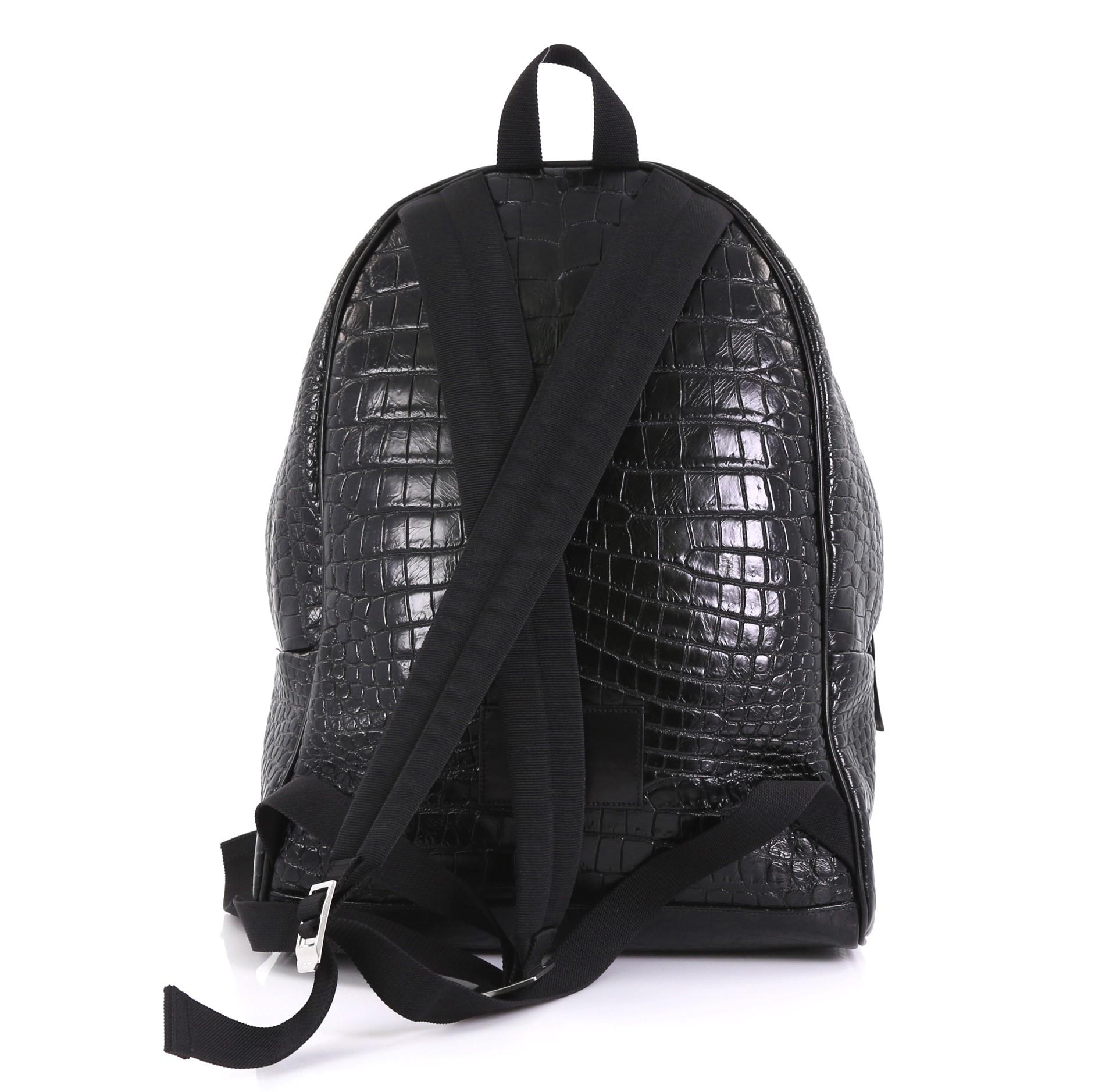 city backpack in crocodile embossed leather