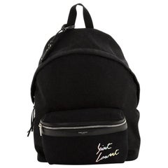 Saint Laurent City Backpack Embroidered Canvas Medium