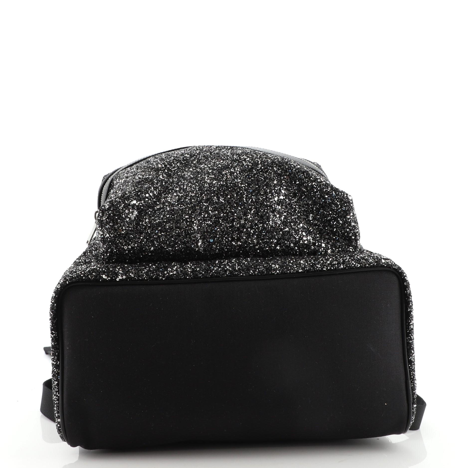 Saint Laurent City Rucksack aus Segeltuch mit Glitzer Medium im Zustand „Gut“ in NY, NY