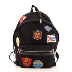 Saint Laurent City Backpack Patch Embellished Canvas Medium