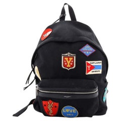 Saint Laurent City Backpack Patch Embellished Canvas Medium