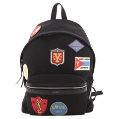 Saint Laurent City Backpack Patch Embellished Canvas Medium