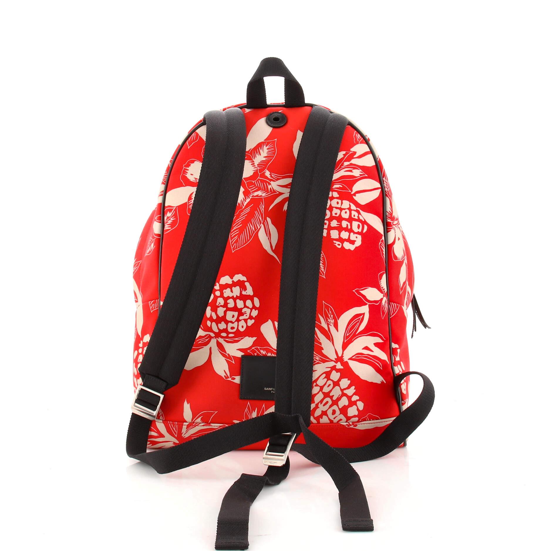 Red Saint Laurent City Backpack Printed Canvas