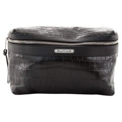 Saint Laurent City Belt Bag Crocodile Embossed Leather