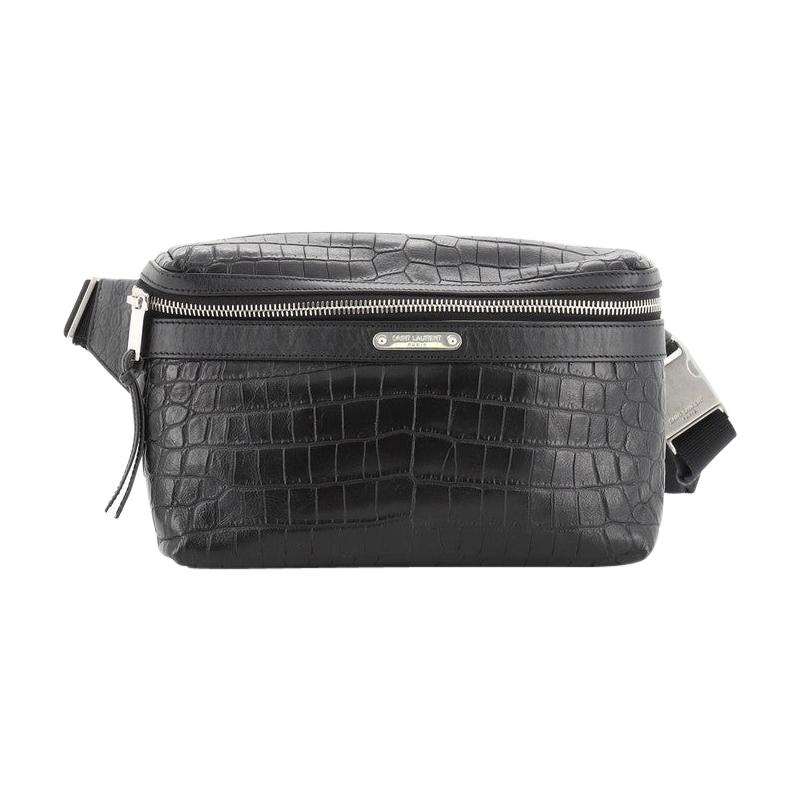 Saint Laurent City Belt Bag Crocodile Embossed Leather at 1stDibs