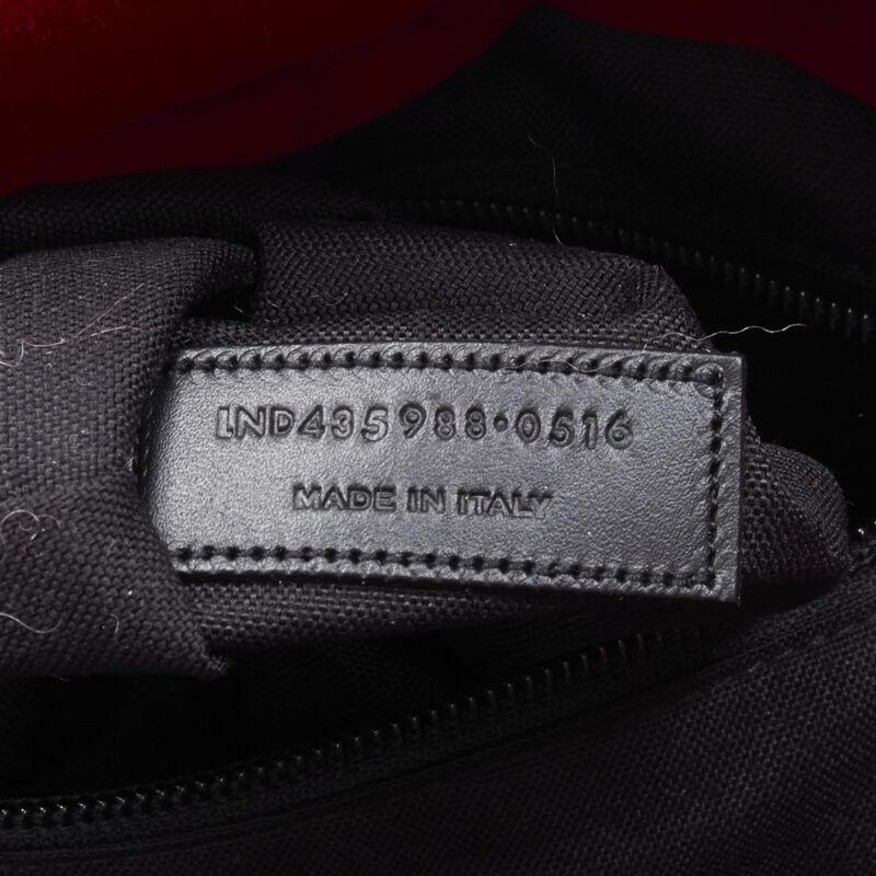 SAINT LAURENT City red velvet black leather trim backpack 6