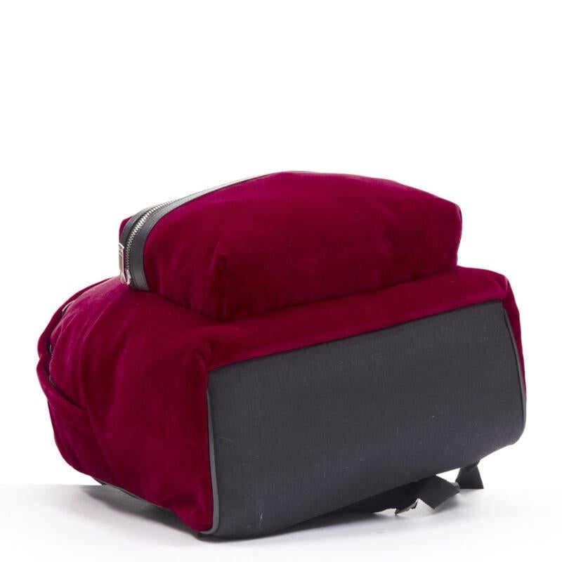 SAINT LAURENT City red velvet black leather trim backpack 1