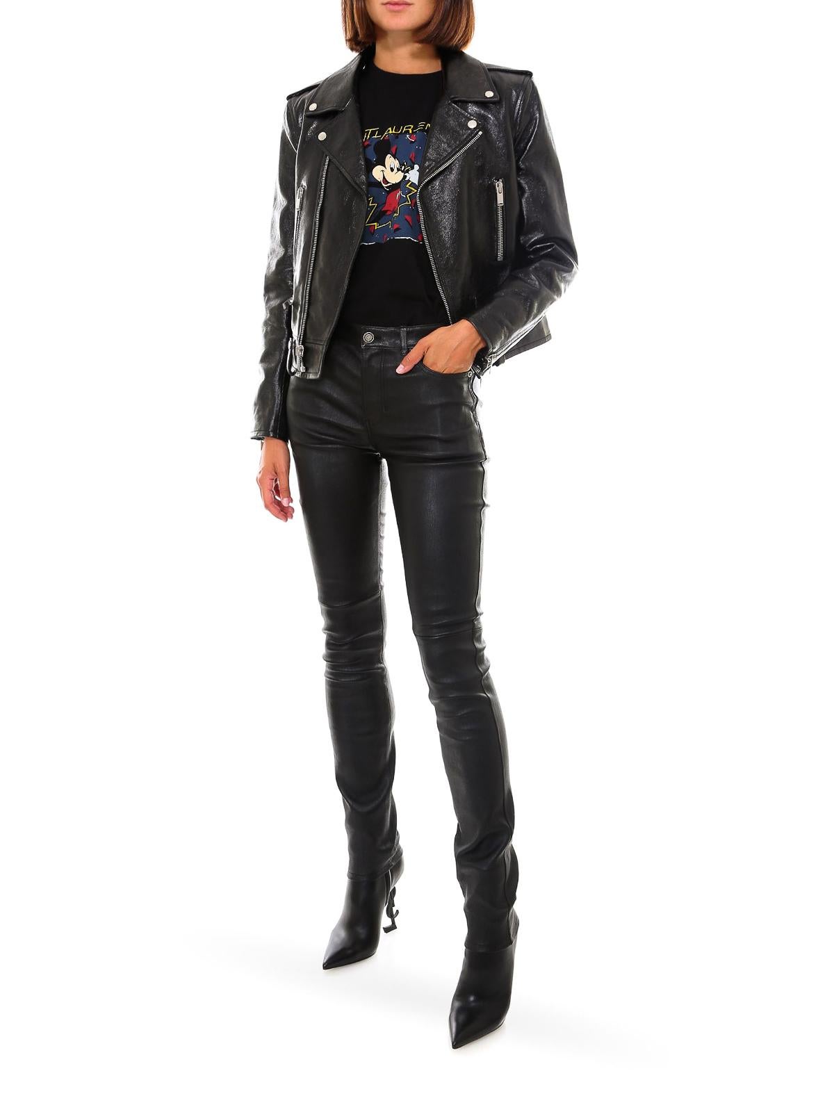 Chaqueta motera Saint Laurent Classic Leather Negra Talla 40 1