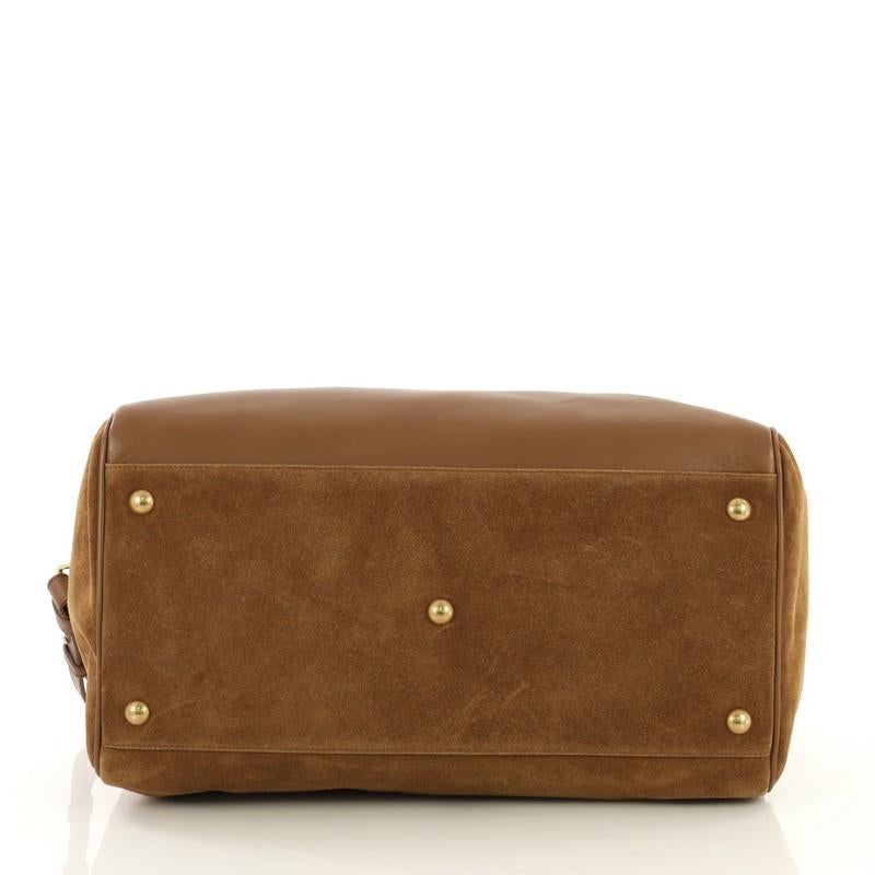 Brown Saint Laurent Classic Duffle Bag Leather with Suede 12