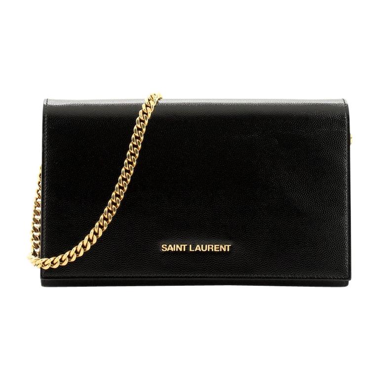 Saint Laurent YSL Classic Patent Quilted Wallet on Chain