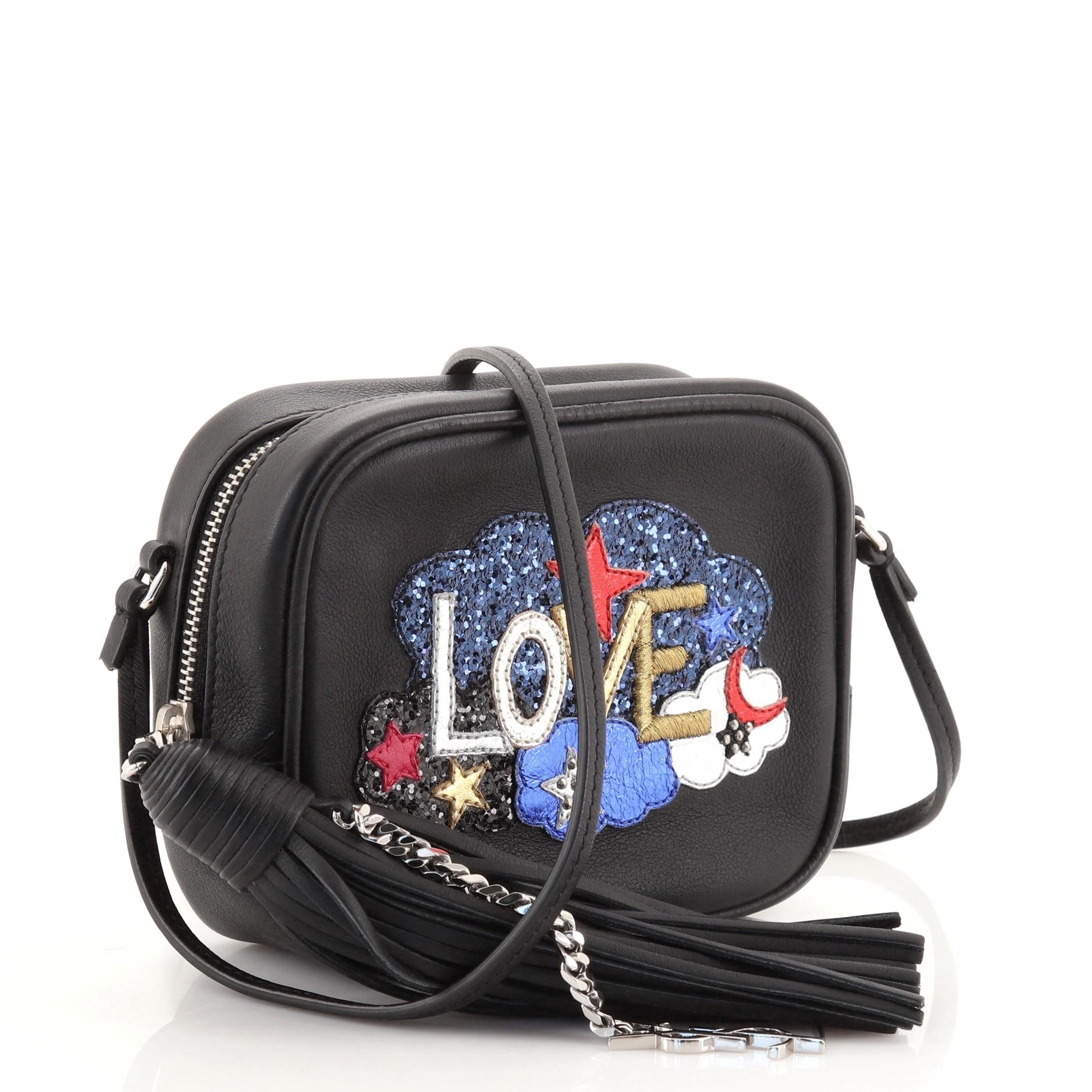 Black Saint Laurent Classic Monogram Blogger Crossbody Bag Patch Embellished Le