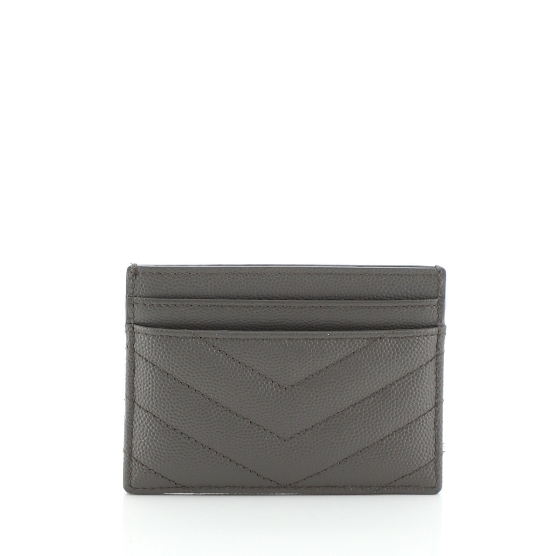 Saint Laurent Classic Monogram Card Holder Matelasse Chevron Leather In Good Condition In NY, NY