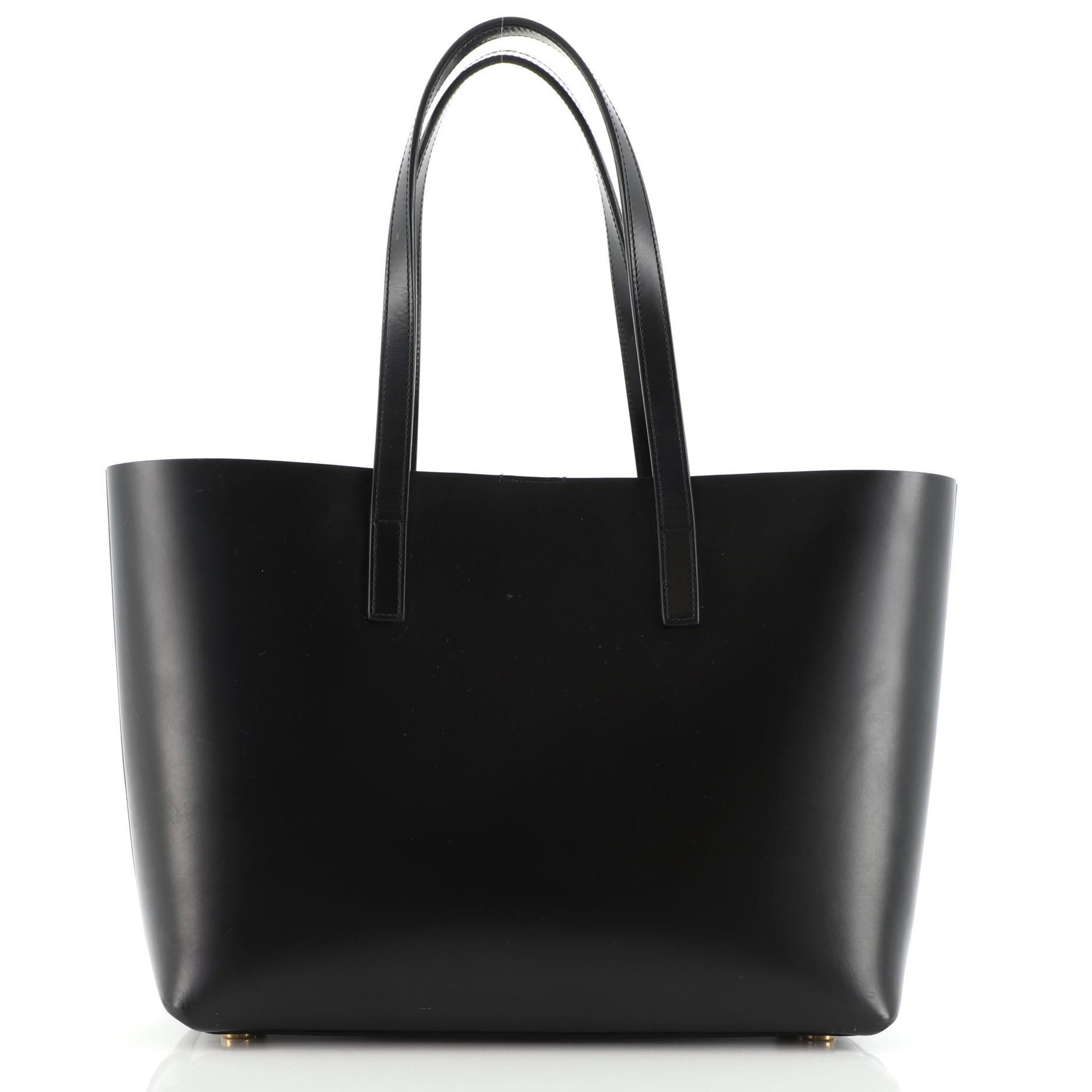 Saint Laurent Classic Monogram Charm Shopper Tote Leather Small In Good Condition In NY, NY