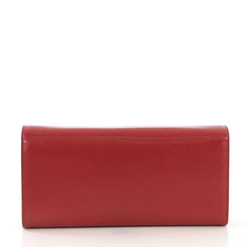 Red Saint Laurent Classic Monogram Clutch Leather Long