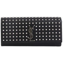 Saint Laurent Classic Monogram Clutch Studded Leather Long