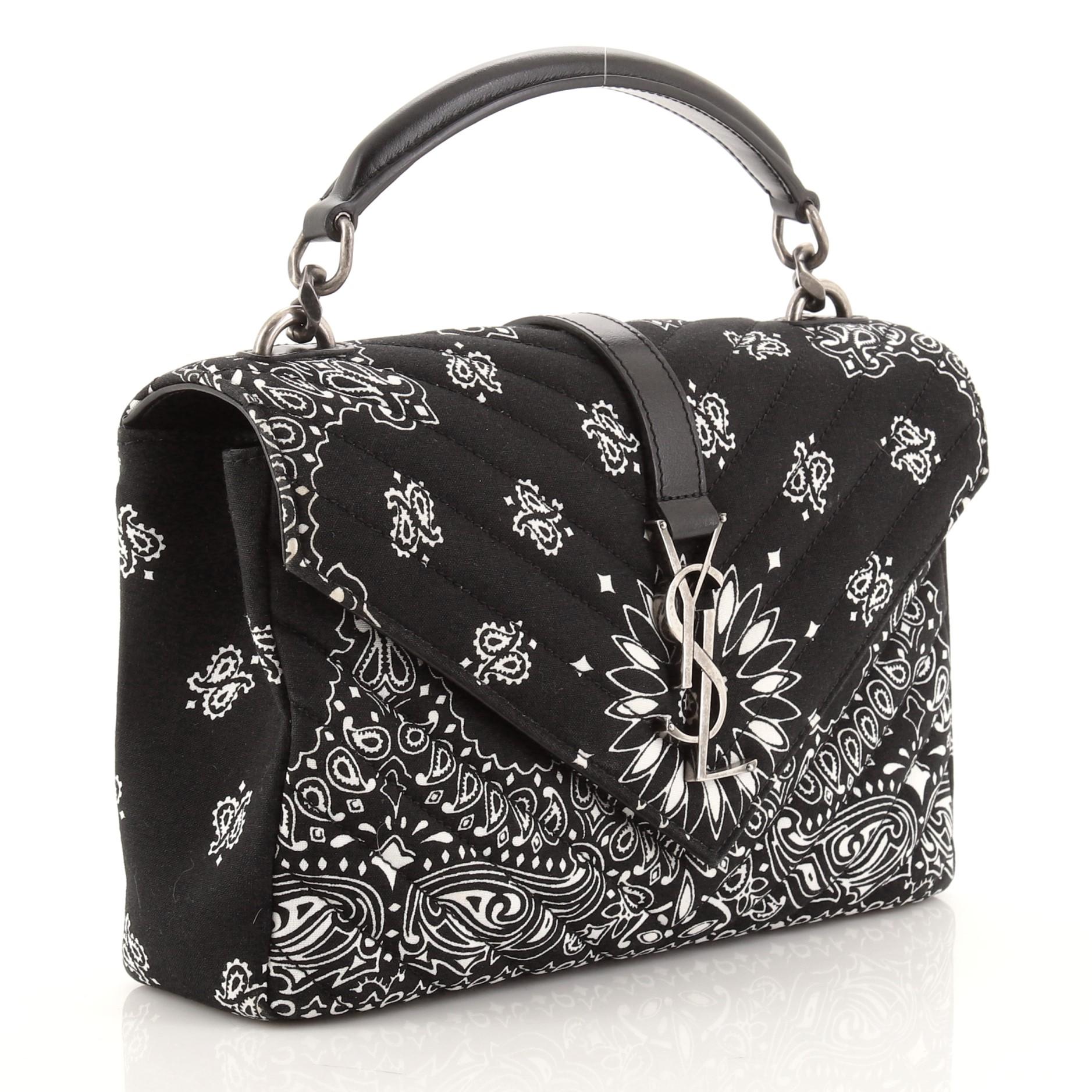 Saint Laurent Classic Monogram College Bag Matelasse Chevron Bandana