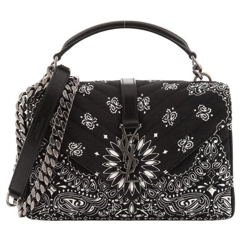 Saint Laurent Classic Monogram College Bag Matelasse Chevron Bandana