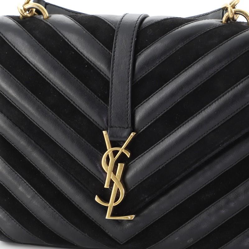 Saint Laurent Classic Monogram College Bag Matelasse Chevron Leder und Wildleder
