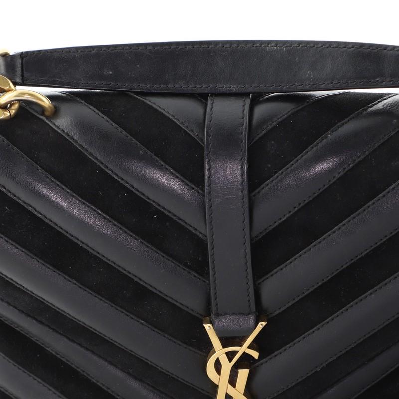 Saint Laurent Classic Monogram College Bag Matelasse Chevron Leather and Suede Bon état à NY, NY