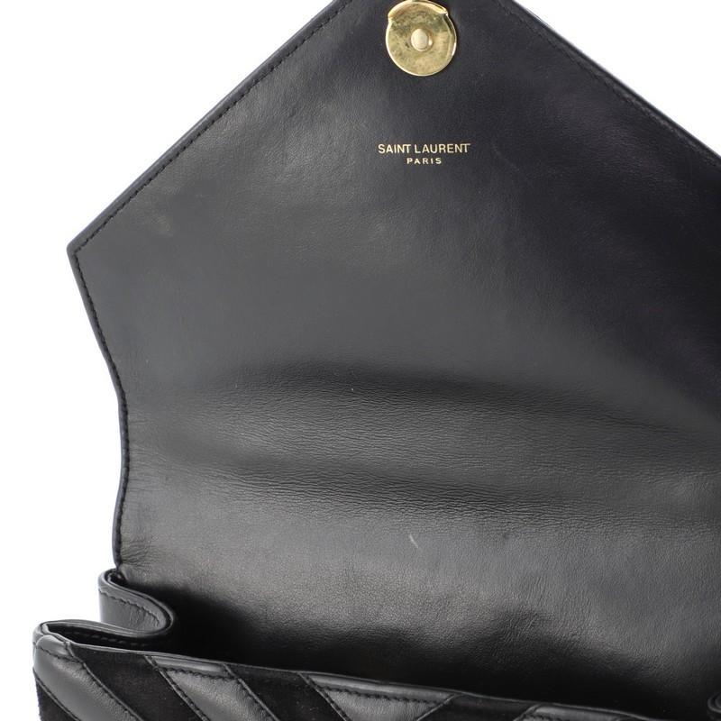  Saint Laurent Classic Monogram College Bag Matelasse Chevron Leather and Suede Unisexe 