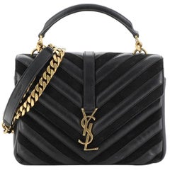 Saint Laurent Classic Monogram College Bag Matelasse Chevron Leather and Suede