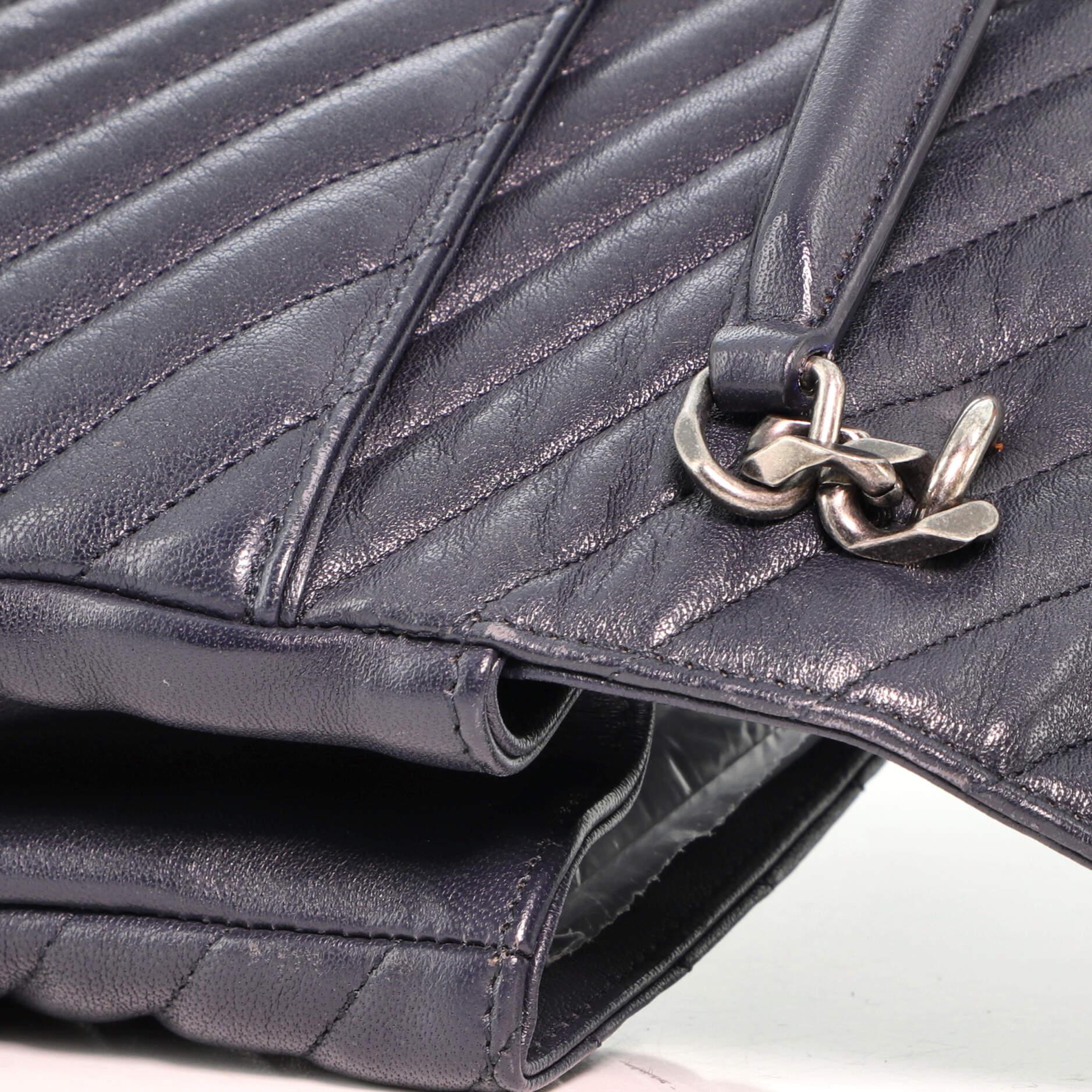 Saint Laurent Classic Monogram College Bag Matelasse Chevron Leather Larg 1