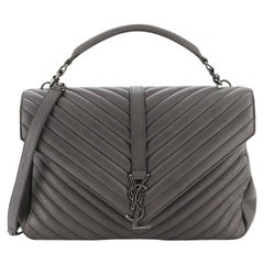 Saint Laurent Classic Monogram College Bag Matelasse Chevron Leather Larg