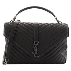 Saint Laurent Classic Monogram College Bag Matelasse Chevron Leather Large