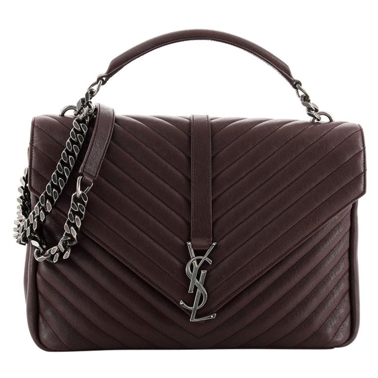 Saint Laurent Klassische Monogramm College Tasche Matelasse Chevron Leder groß